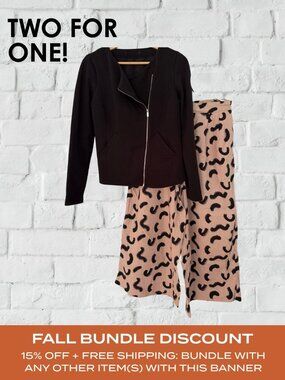 2-pack outfit | Black Moto Zip Jacket & Wide Leg Linen Pant Set | Medium
